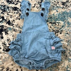 Ruffle Butts Light Blue Ruffled Overalls